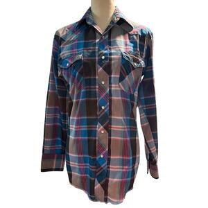 Wrangler Vintage Cowboy Cut Western Pearl Snap Shirt, X-Long Tails, 14.5 x 32